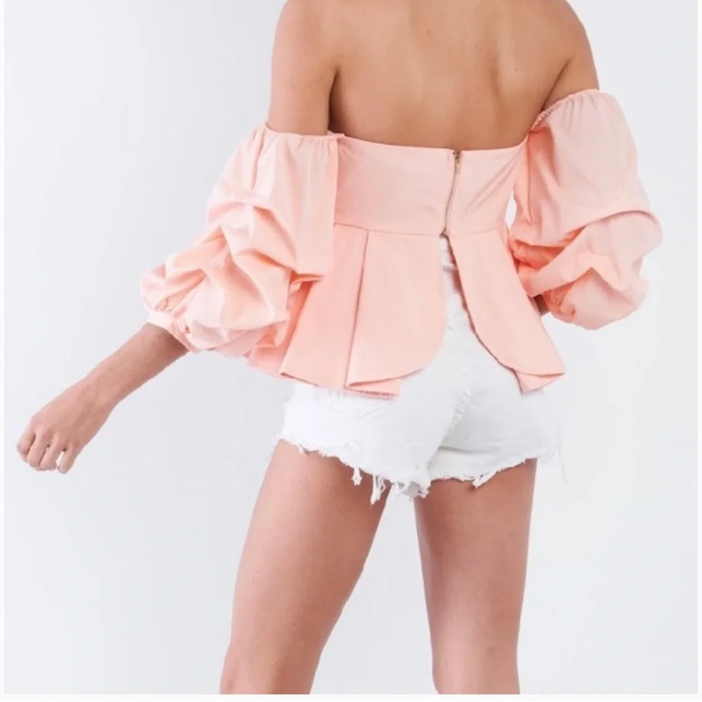 Peach Off-Shoulder Ruffle Top - Picture 2 of 4